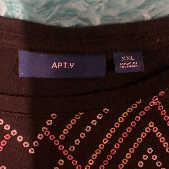 Apt 9 sparkly black short sleeve top - Picture 3 of 6
